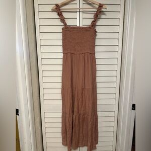 Love Tree Women's Smocked Maxi Dress in Rust Sz S